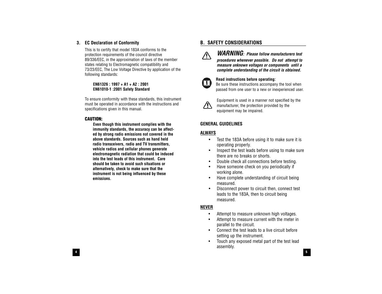 Warning | Test Products International 183A User Manual | Page 3 / 15