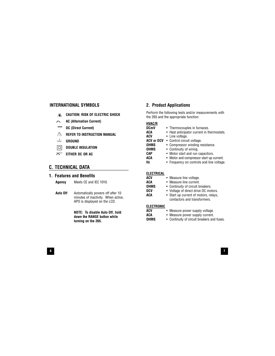 C. technical data | Test Products International 265 User Manual | Page 6 / 32