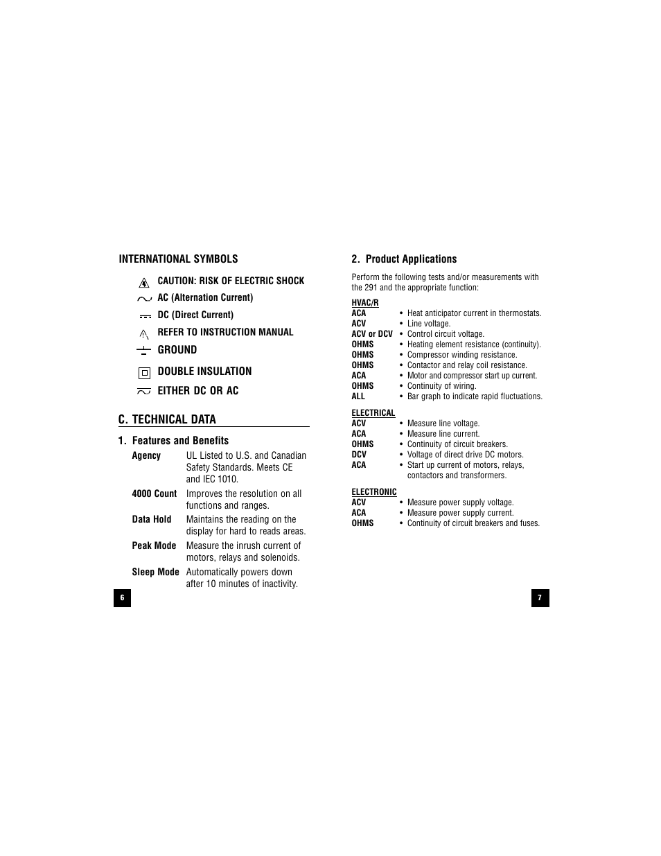 C. technical data | Test Products International 291 User Manual | Page 7 / 24