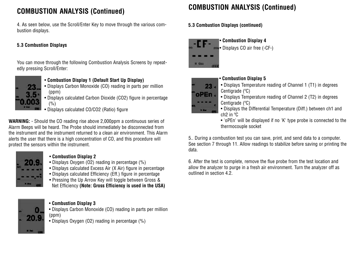 Combustion analysis (continued) | Test Products International 708 User Manual | Page 14 / 36