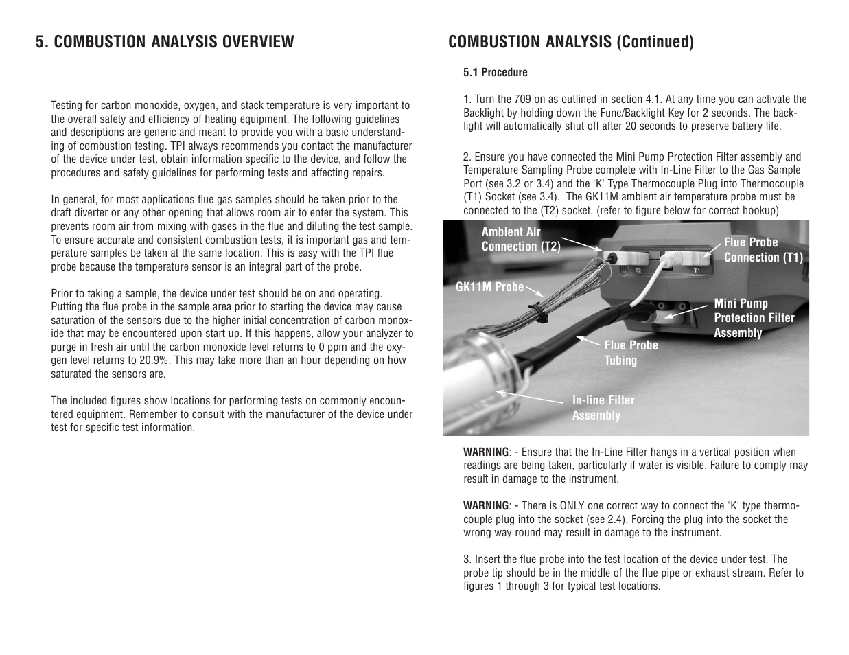 Combustion analysis (continued), Combustion analysis overview | Test Products International 709 User Manual | Page 13 / 38