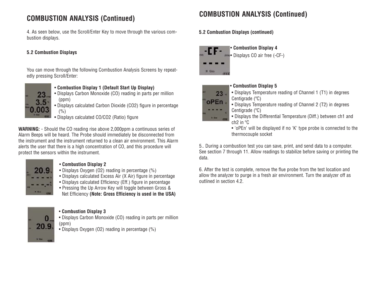 Combustion analysis (continued) | Test Products International 709 User Manual | Page 14 / 38