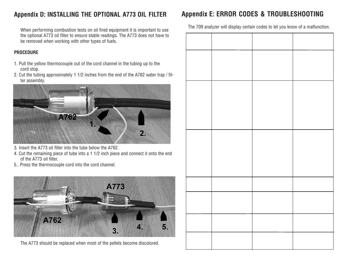 Appendix e: error codes & troubleshooting, Sensor replacement requires calibration gas | Test Products International 709 User Manual | Page 28 / 38