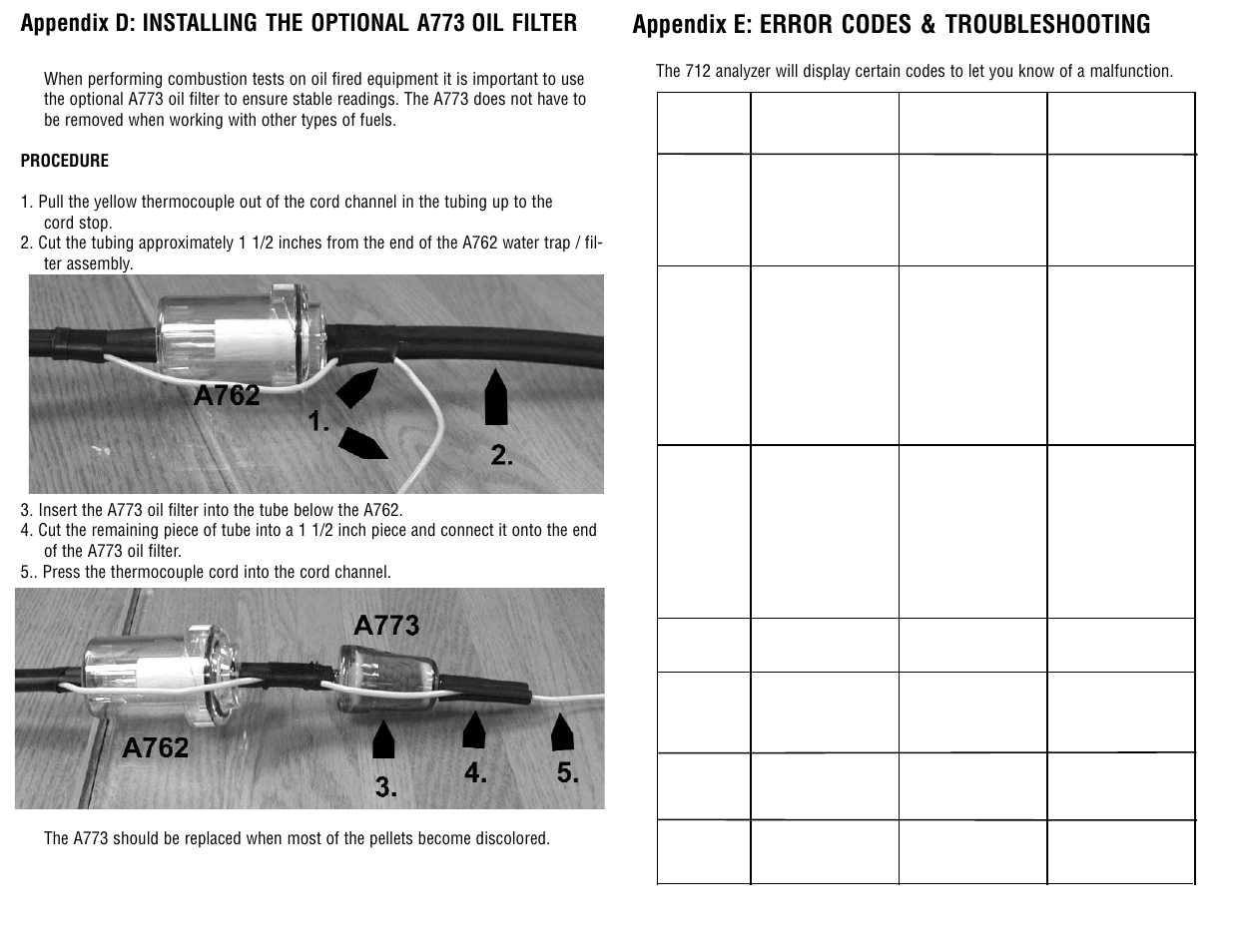 Appendix e: error codes & troubleshooting, Sensor replacement requires calibration gas | Test Products International 712 User Manual | Page 33 / 40