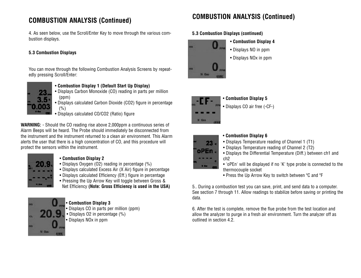 Combustion analysis (continued) | Test Products International 714 User Manual | Page 15 / 40