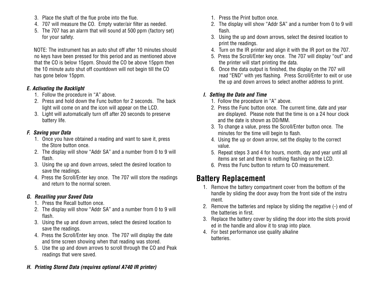 Battery replacement | Test Products International 707 User Manual | Page 6 / 8