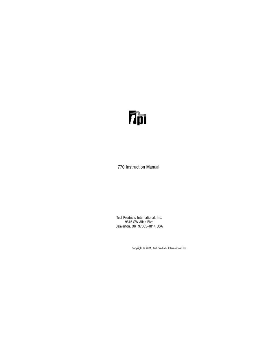 The value leader | Test Products International 770 User Manual | Page 8 / 8