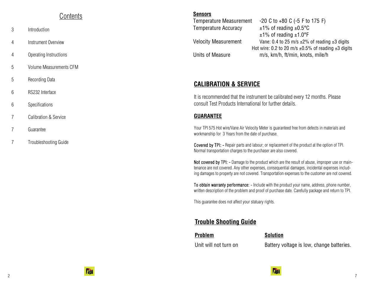 Test Products International 575C1 User Manual | Page 2 / 8
