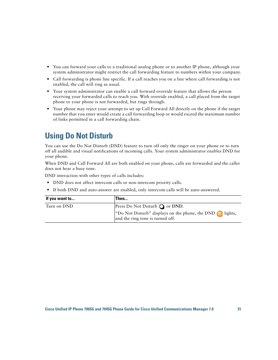 Using do not disturb | Cisco IP Phone 7945G User Manual | Page 39 / 104