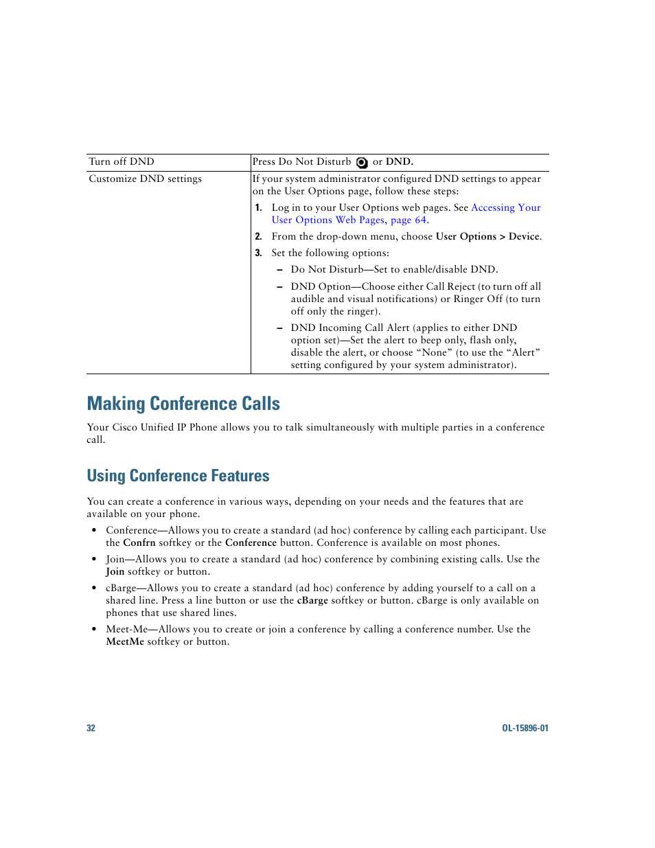 Making conference calls, Using conference features | Cisco IP Phone 7945G User Manual | Page 40 / 104