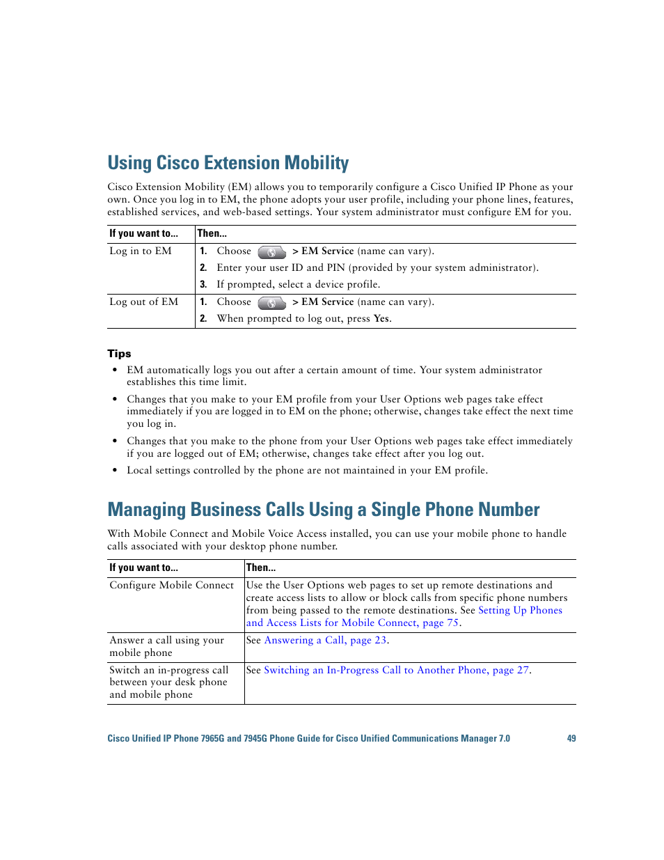 Using cisco extension mobility | Cisco IP Phone 7945G User Manual | Page 57 / 104