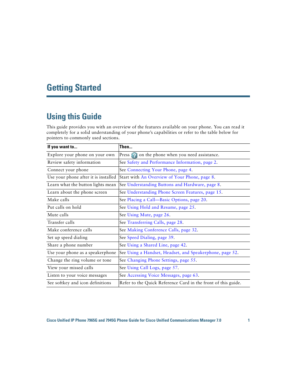 Getting started, Using this guide | Cisco IP Phone 7945G User Manual | Page 9 / 104