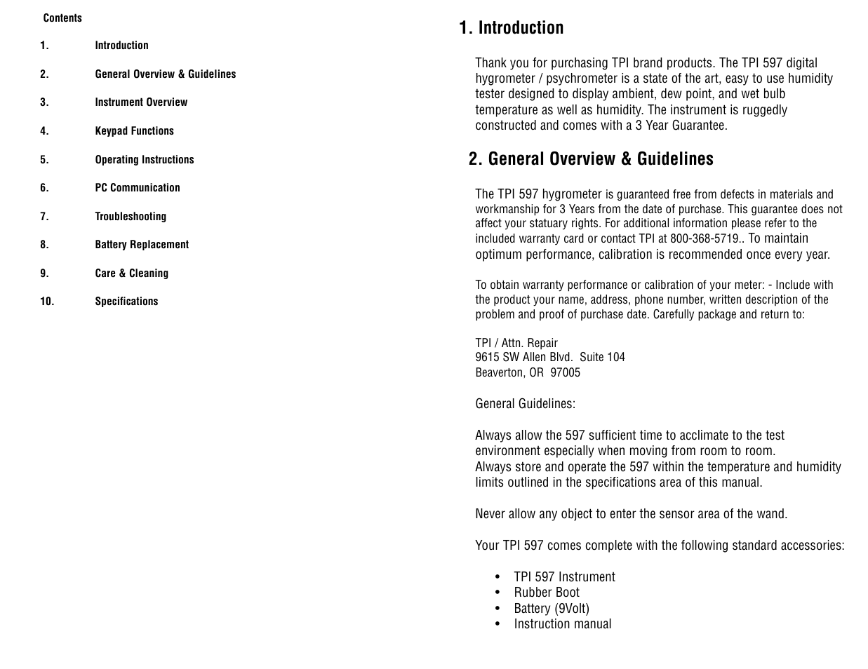 Introduction, General overview & guidelines | Test Products International 597C1 User Manual | Page 2 / 12