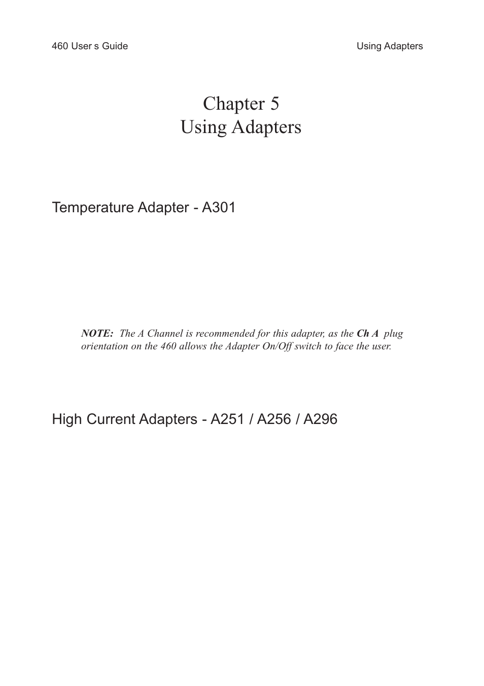 Chapter 5 using adapters, Temperature adapter - a301 | Test Products International 460 User Manual | Page 25 / 65