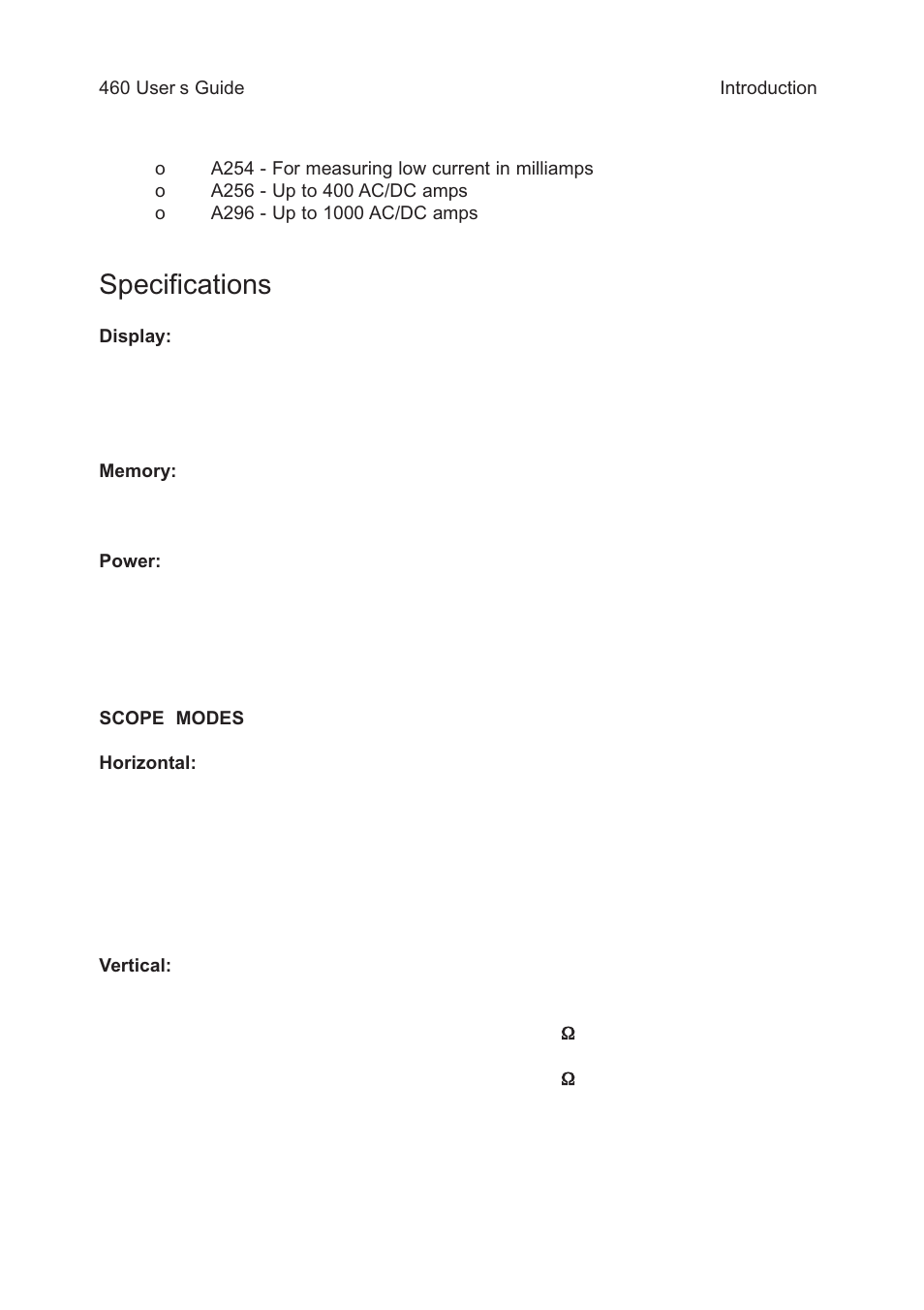 Specifications | Test Products International 460 User Manual | Page 7 / 65