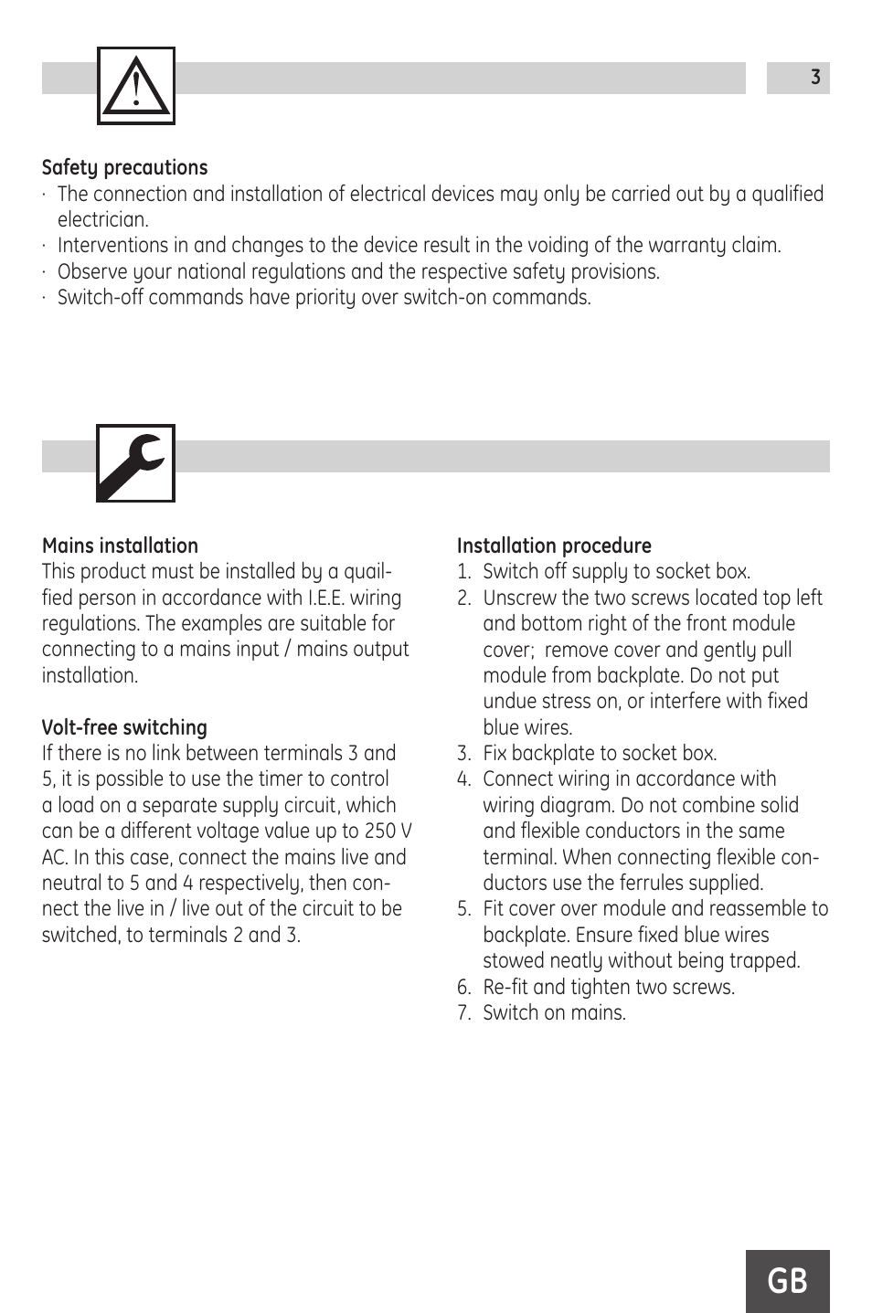 TFC Group Grasslin SB-Digi+ 24/7 Digital Socket Box Timeswitch User Manual | Page 3 / 16