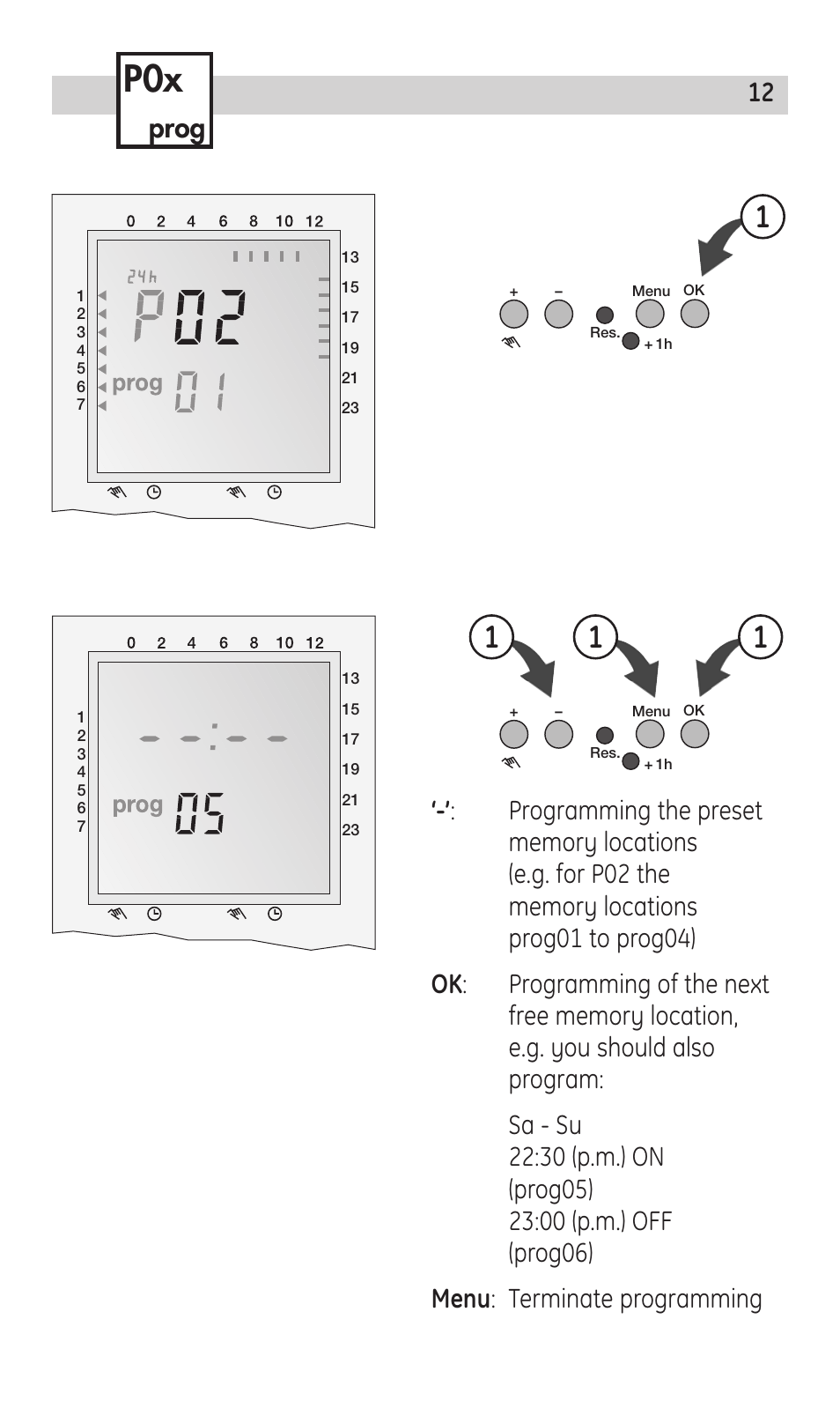 Prog 1 | TFC Group Immersion Heater Timer Code: IHT-Digi 20 User Manual | Page 12 / 20