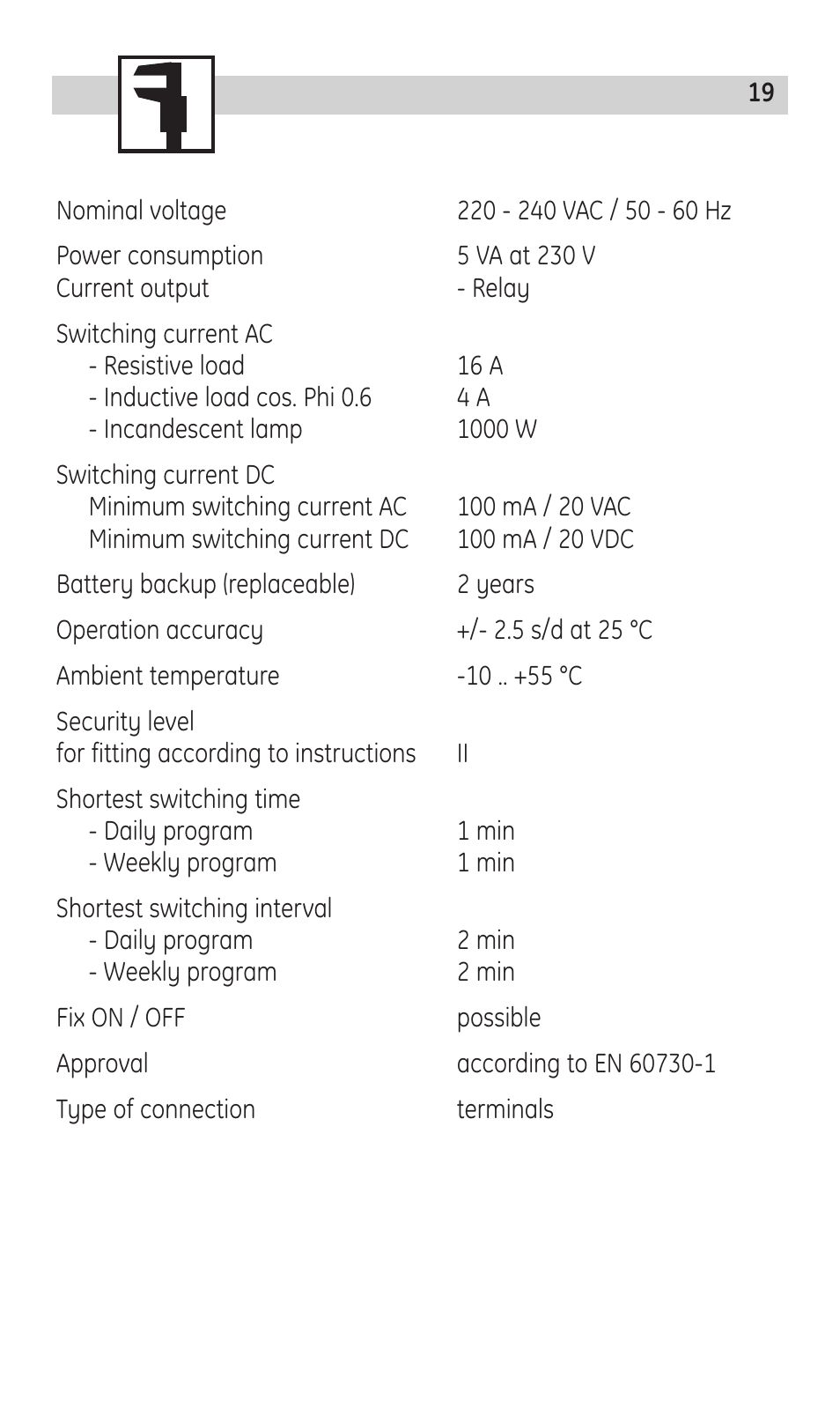 TFC Group Immersion Heater Timer Code: IHT-Digi 20 User Manual | Page 19 / 20