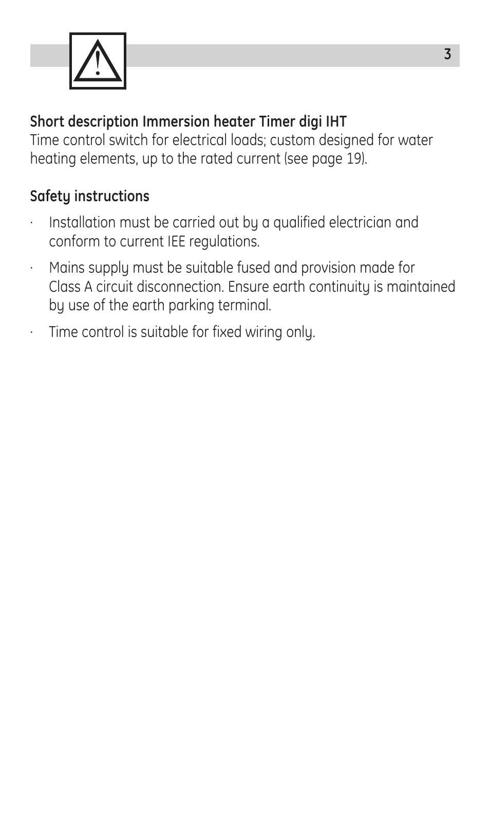 TFC Group Immersion Heater Timer Code: IHT-Digi 20 User Manual | Page 3 / 20