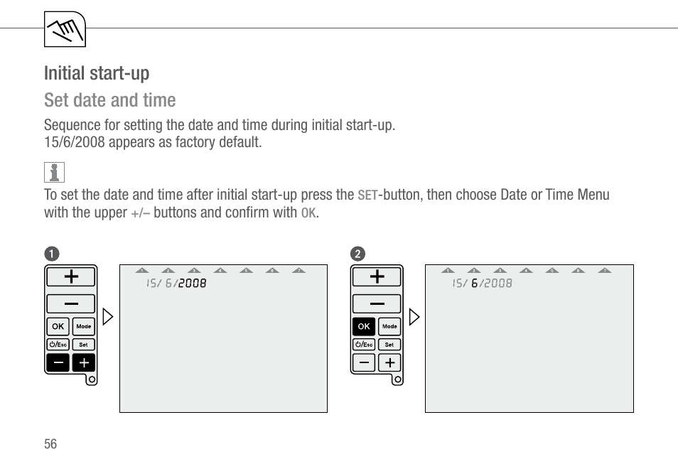 Initial start-up set date and time | TFC Group Feeling RF Room Thermostat User Manual | Page 16 / 42