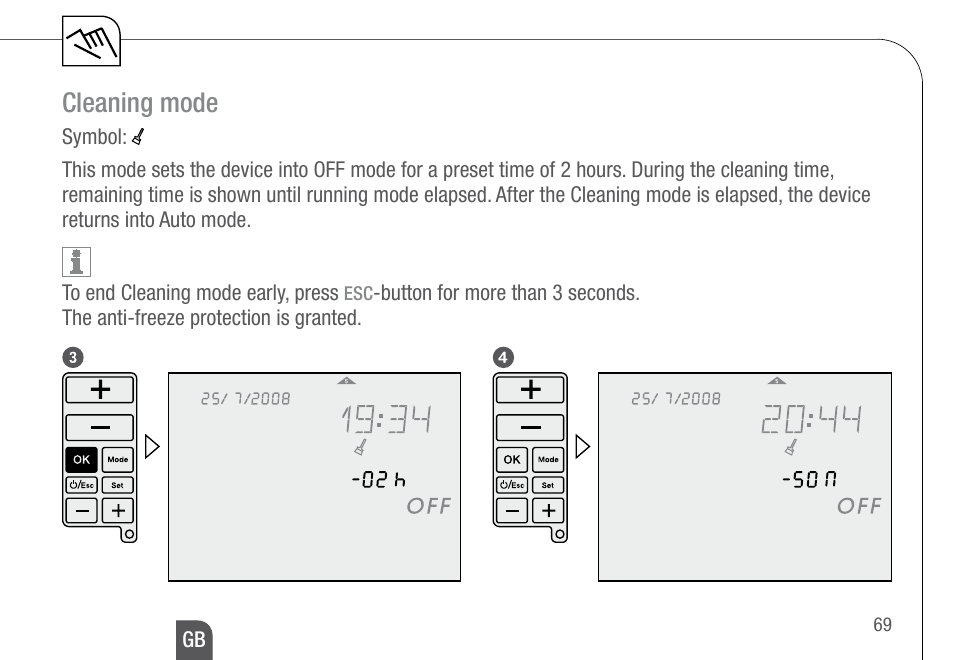 Cleaning mode | TFC Group Feeling RF Room Thermostat User Manual | Page 29 / 42