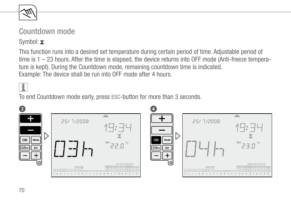 Countdown mode | TFC Group Feeling RF Room Thermostat User Manual | Page 30 / 42