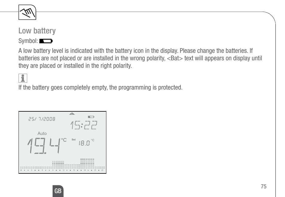 Low battery | TFC Group Feeling RF Room Thermostat User Manual | Page 35 / 42