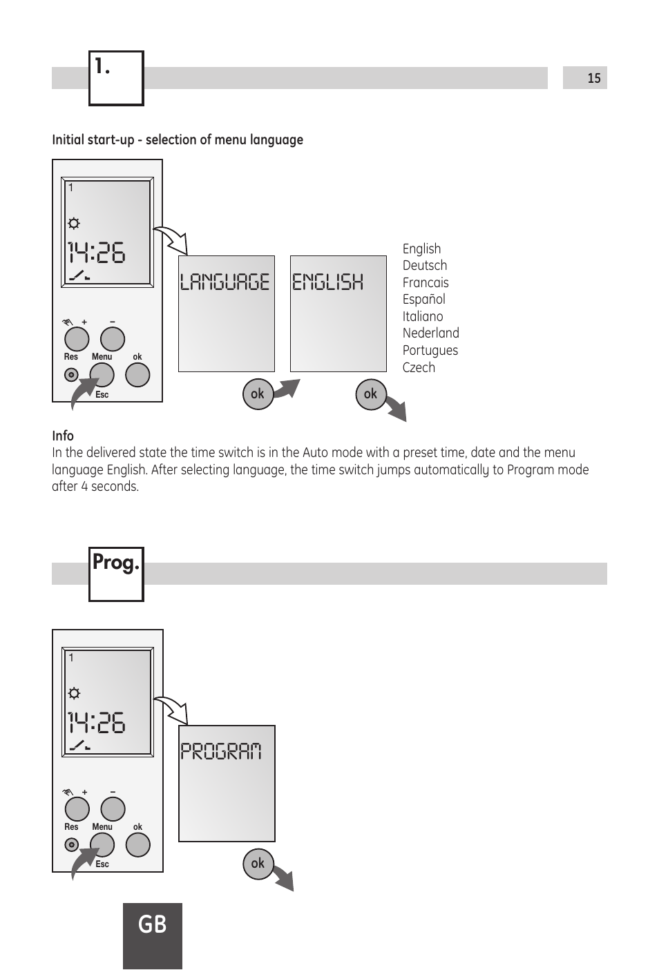 English language 1, Prog, Program | TFC Group Talento 371 Mini Plus User Manual | Page 3 / 11