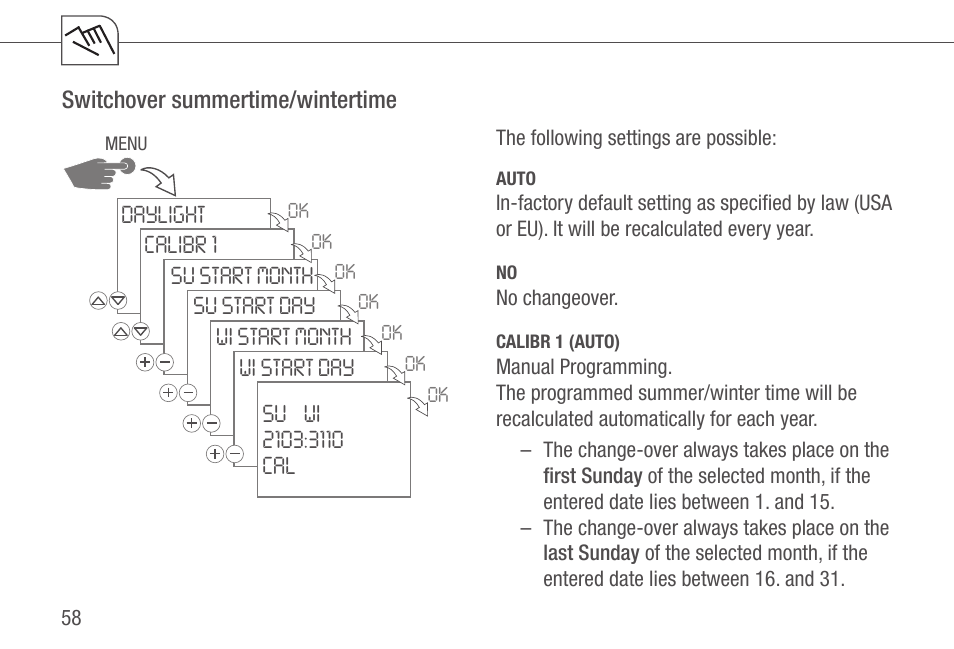 Switchover summertime/wintertime | TFC Group Talento 892 Plus User Manual | Page 15 / 43