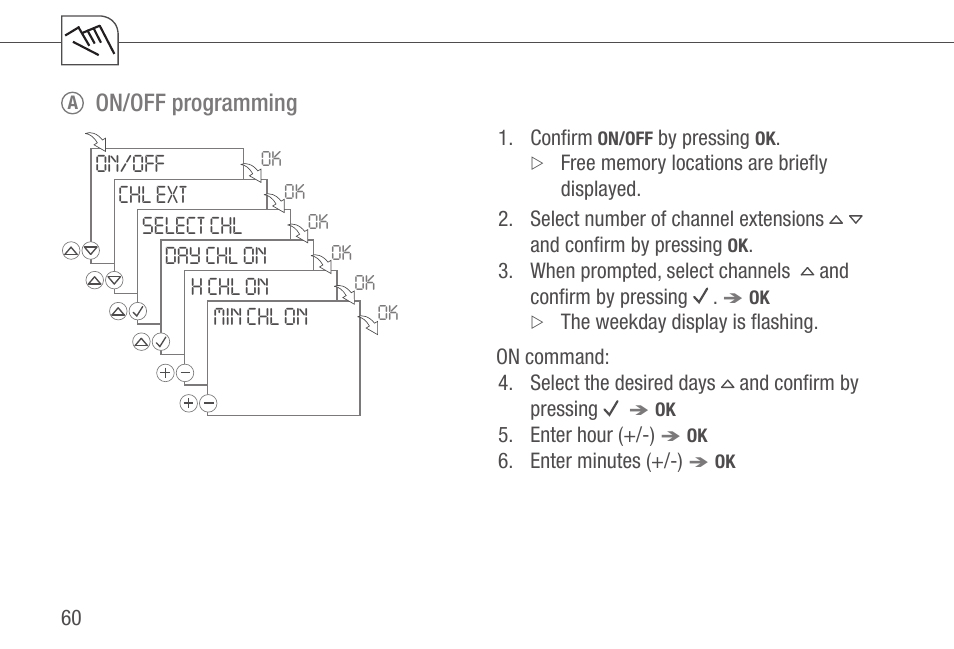 On/off programming | TFC Group Talento 892 Plus User Manual | Page 17 / 43