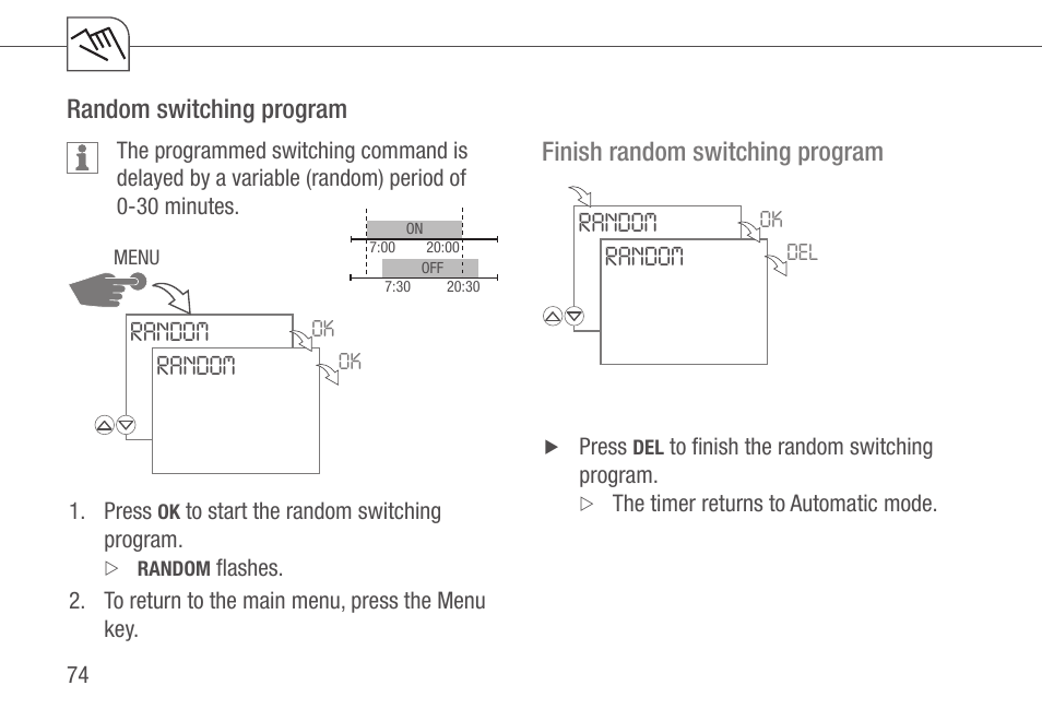 Random switching program, Finish random switching program | TFC Group Talento 892 Plus User Manual | Page 31 / 43