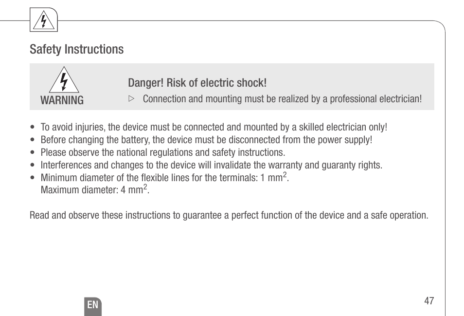 Safety instructions, Danger! risk of electric shock, Warning | TFC Group Talento 892 Plus User Manual | Page 4 / 43