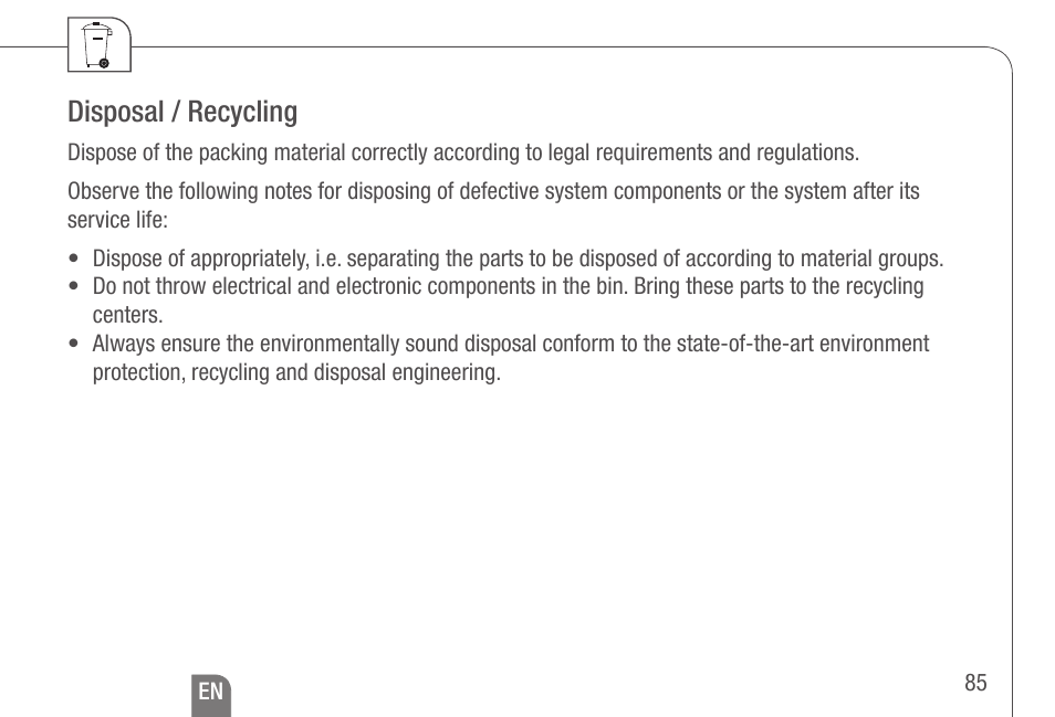 Disposal / recycling | TFC Group Talento 892 Plus User Manual | Page 42 / 43