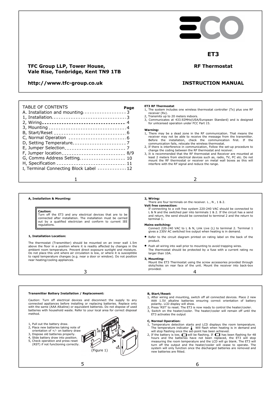 TFC Group ECO ET3 User Manual | 2 pages