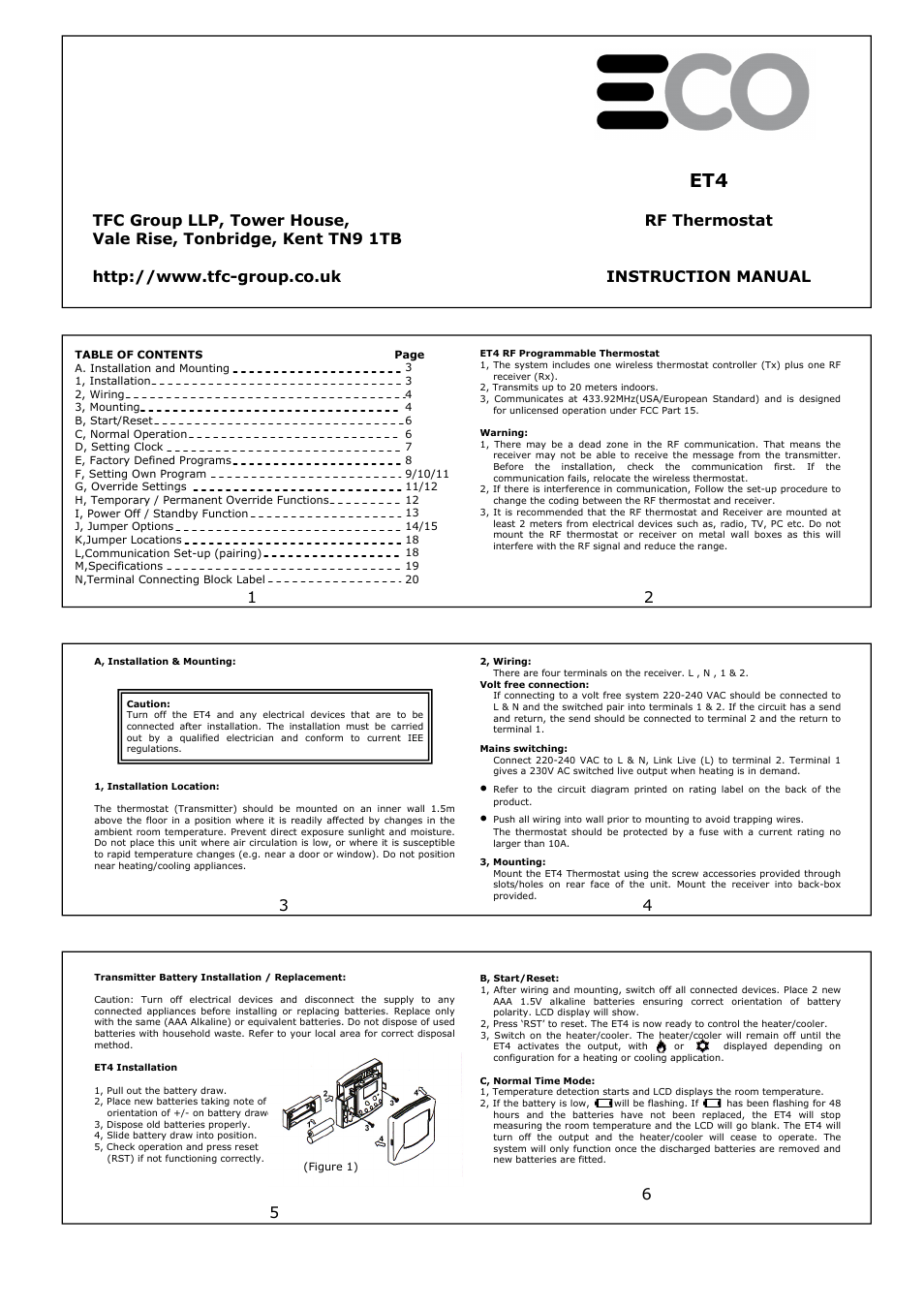 TFC Group ECO ET4 User Manual | 3 pages