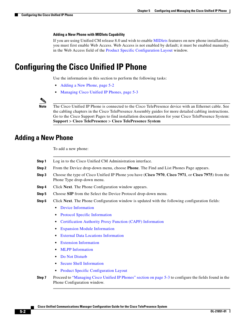Configuring the cisco unified ip phone, Adding a new phone | Cisco OL-21851-01 User Manual | Page 2 / 30