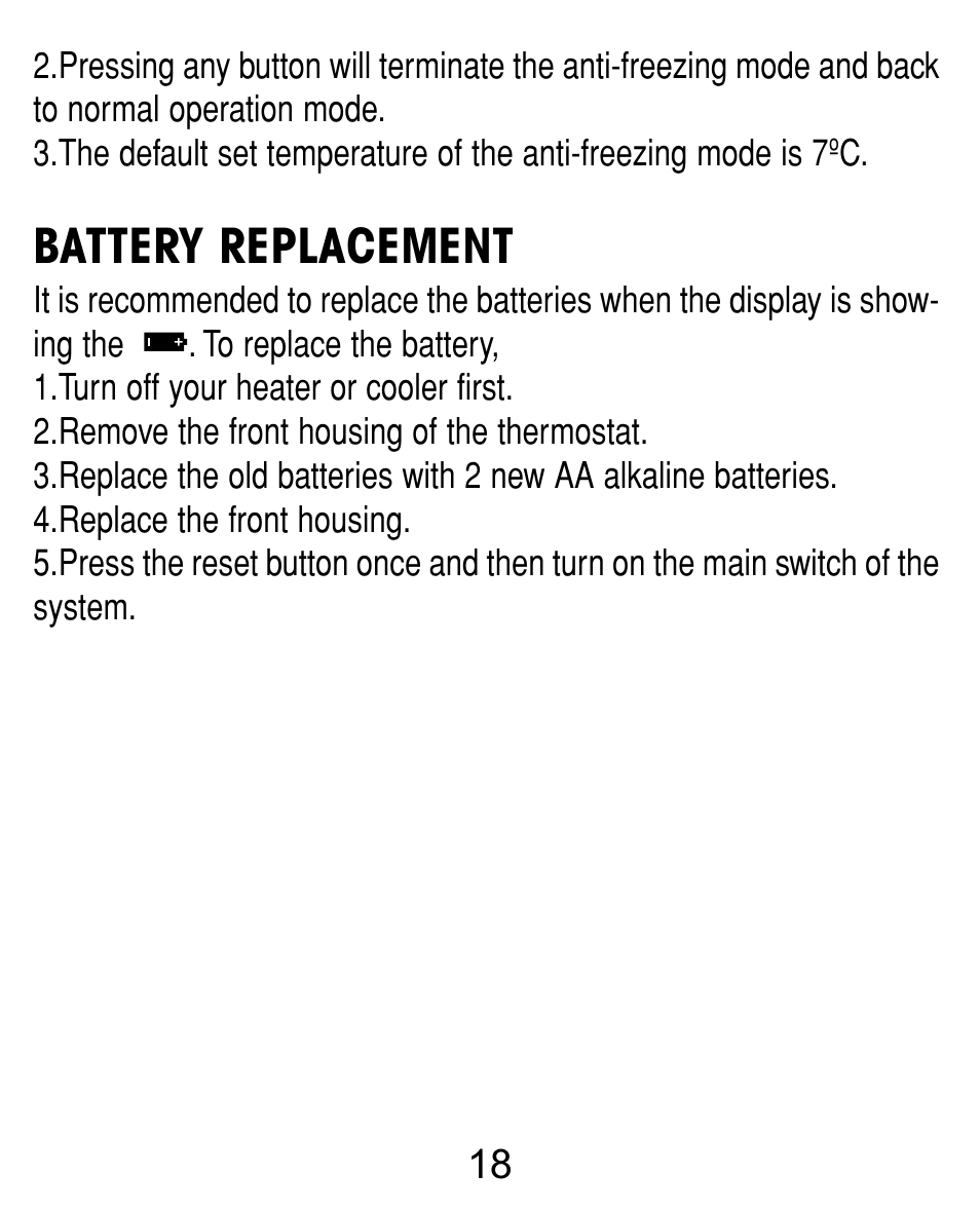 Battery replacement | TFC Group Towerstat SP STTR/SP User Manual | Page 19 / 21