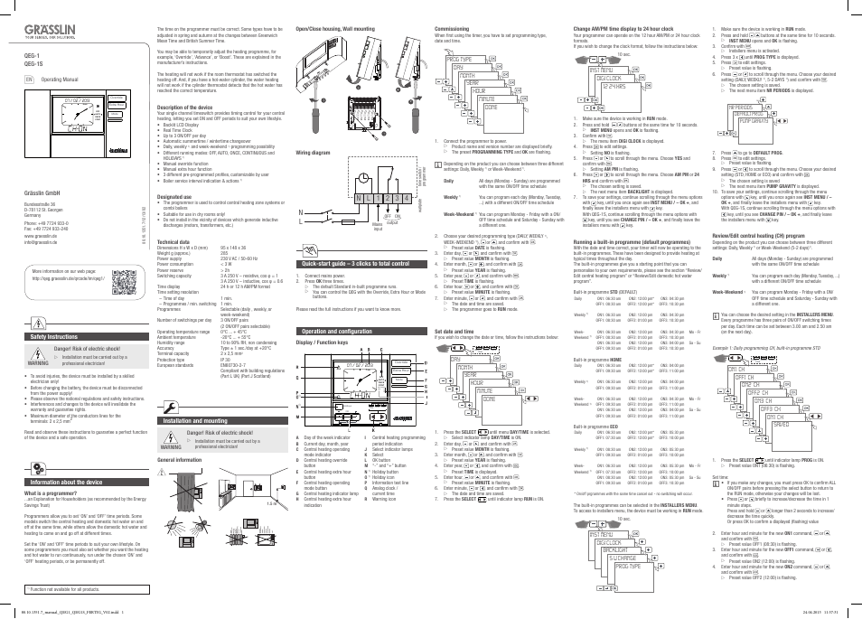 TFC Group Grasslin QEG-1S User Manual | 2 pages