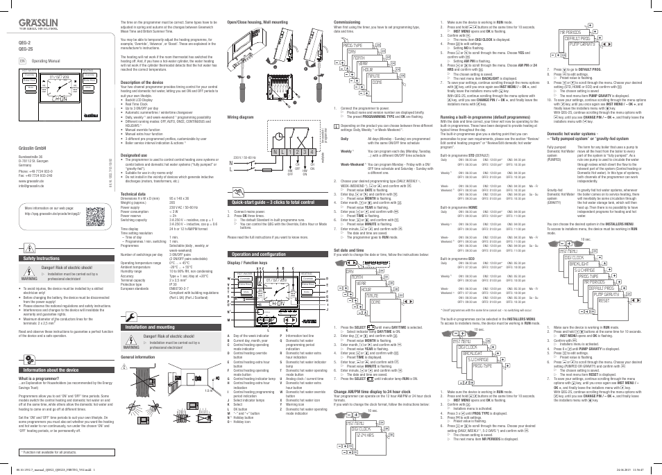 TFC Group Grasslin QEG-2S User Manual | 2 pages