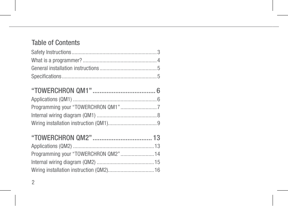 TFC Group Towerchron QM1 User Manual | Page 2 / 20