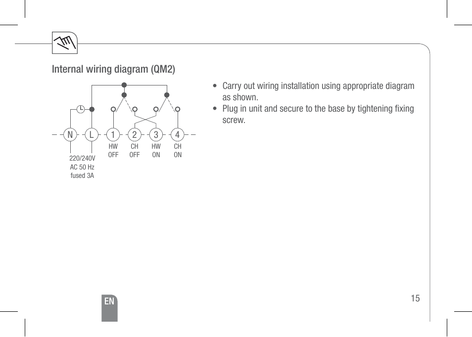 Internal wiring diagram (qm2) | TFC Group Towerchron QM2 User Manual | Page 15 / 20