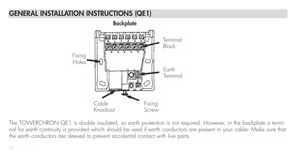 General installation instructions (qe1) | TFC Group Towerchron QE2 User Manual | Page 19 / 48