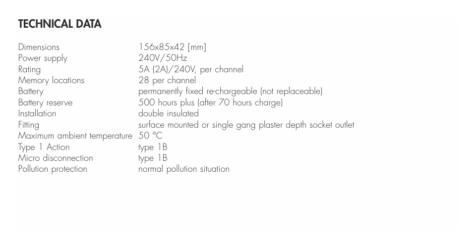 Technical data | TFC Group Towerchron QE2 User Manual | Page 3 / 48