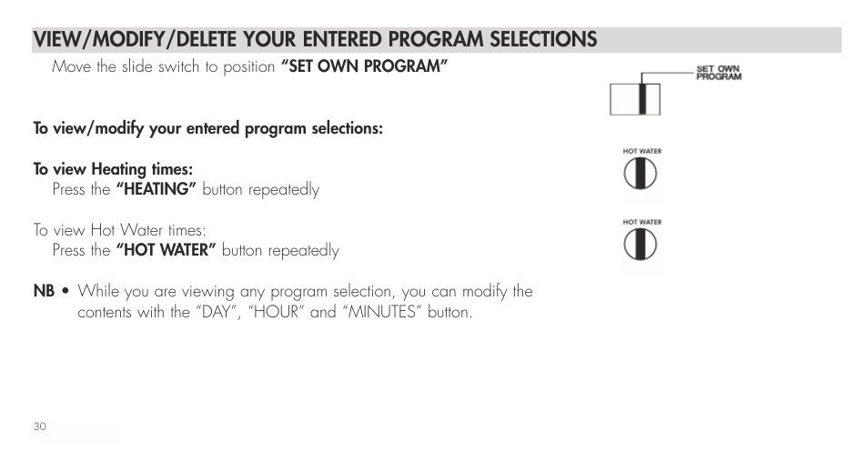 View/modify/delete your entered program selections | TFC Group Towerchron QE2 User Manual | Page 38 / 48