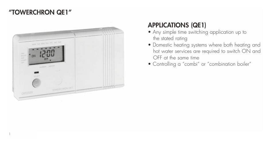 Towerchron qe1” applications (qe1) | TFC Group Towerchron QE2 User Manual | Page 9 / 48