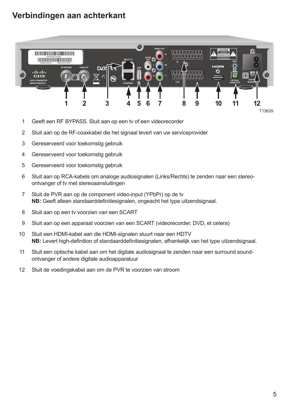 Verbindingen aan achterkant | Cisco 8455dvb User Manual | Page 7 / 44