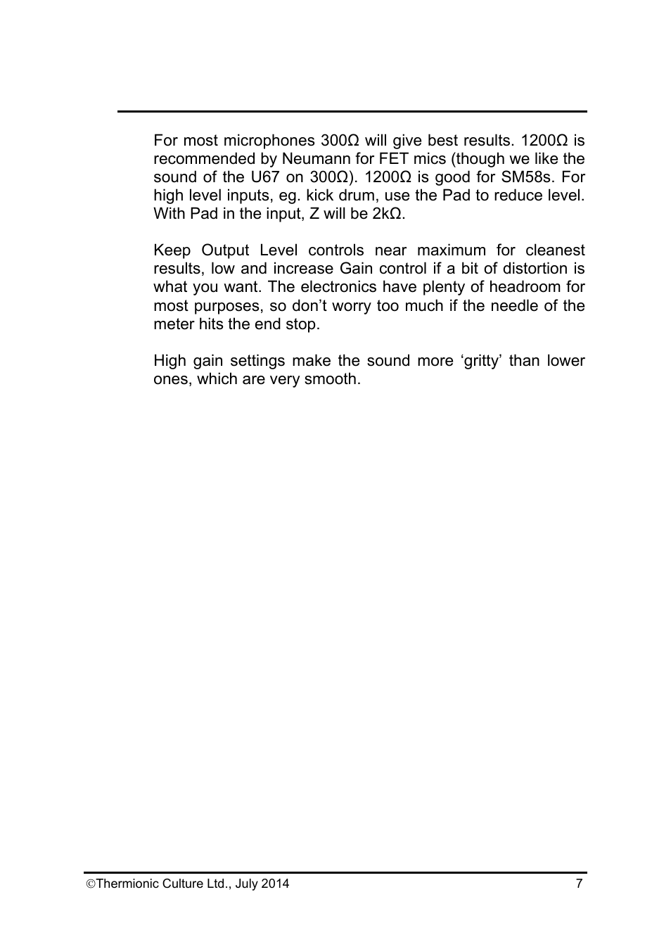 Thermionic Culture THE EARLYBIRD 4 4  Channel mic. Pre amp User Manual | Page 8 / 11