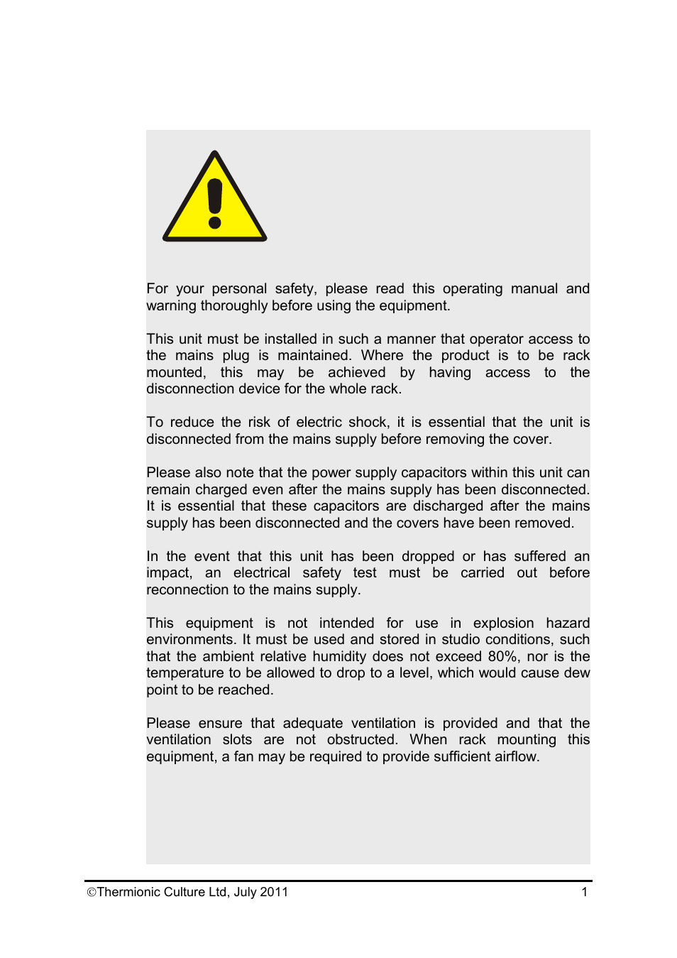 Phx_manu_10, Warning | Thermionic Culture THE PHOENIX SB Stereo valve compressor User Manual | Page 2 / 12