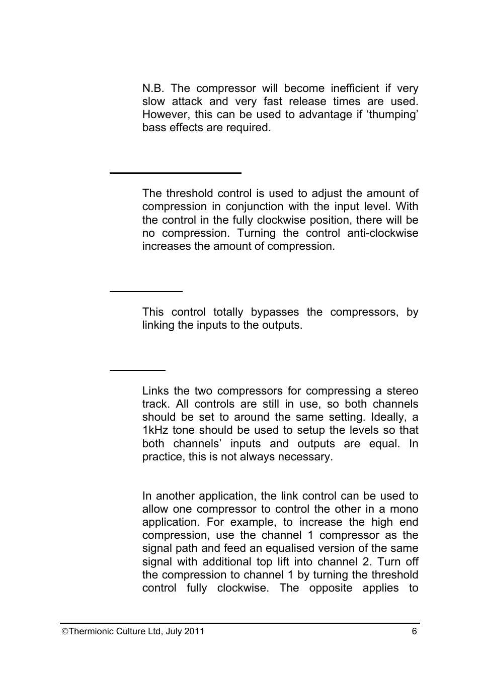 Thermionic Culture THE PHOENIX SB Stereo valve compressor User Manual | Page 7 / 12
