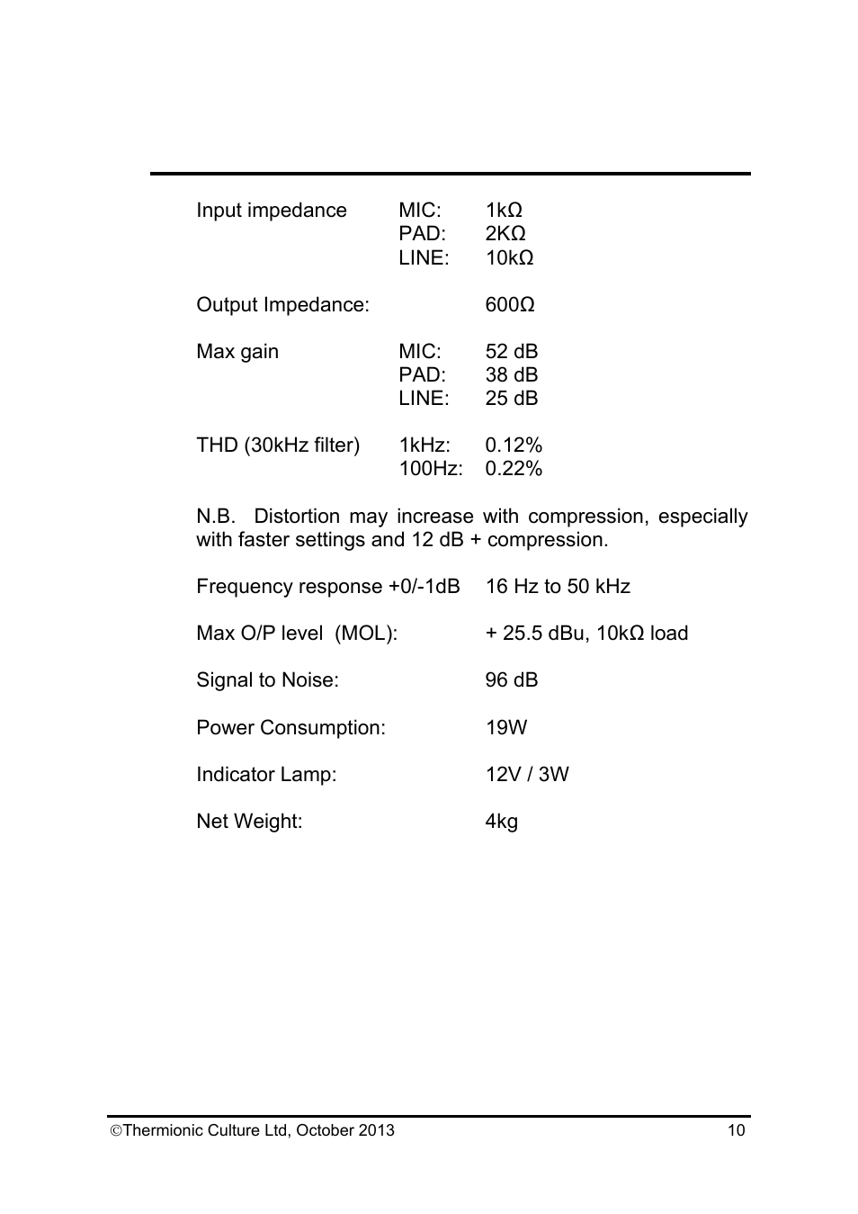 Thermionic Culture THE PHOENIX HG15 High Gain Valve Compressor User Manual | Page 11 / 13